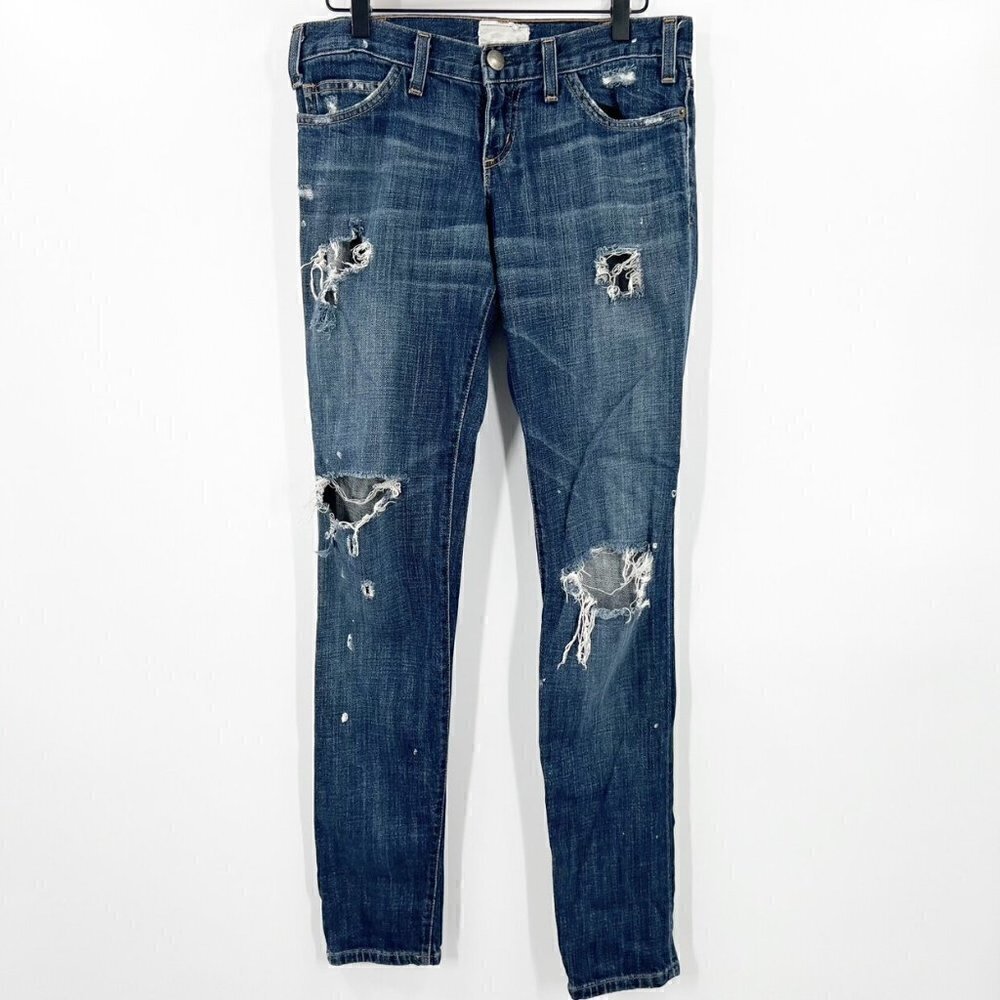Current Elliot Destroyed Splatter The Skinny Jeans
